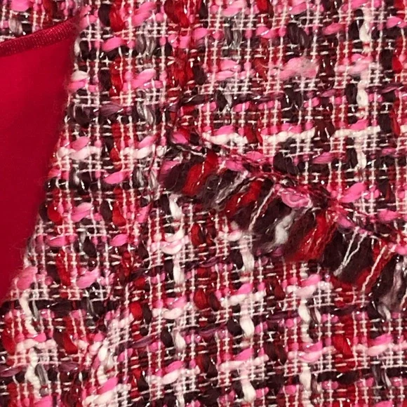 White House Black Market Tweed Moto Blazer Jacket • Pink / Reds • Sz 6 • EUC - Picture 7 of 13